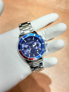 Silver Blue & Red Chronograph