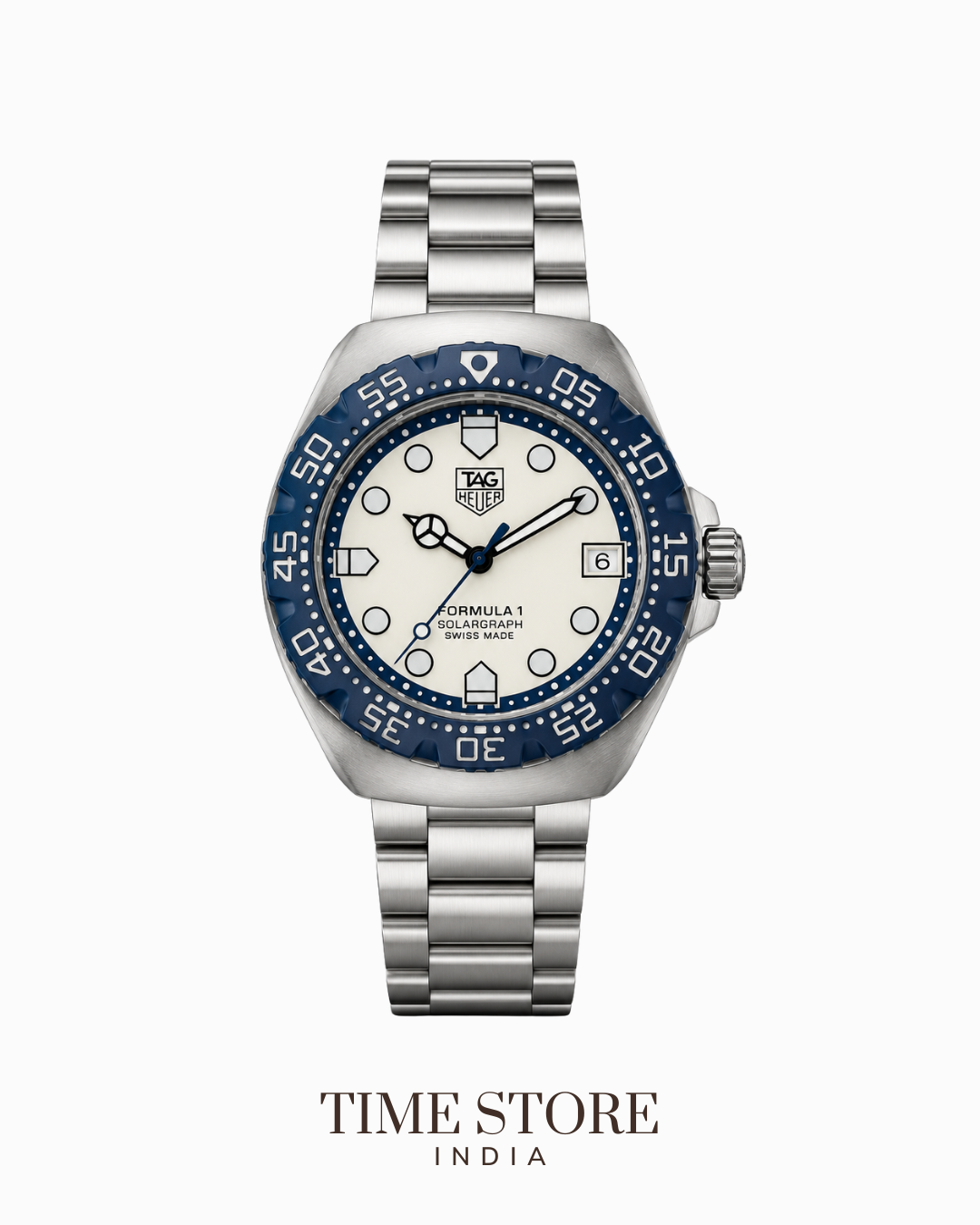 Formula 1 Solargraph Silver White Dial Blue Bezel