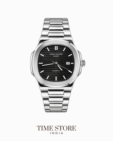 Nautilus Silver Black Dial