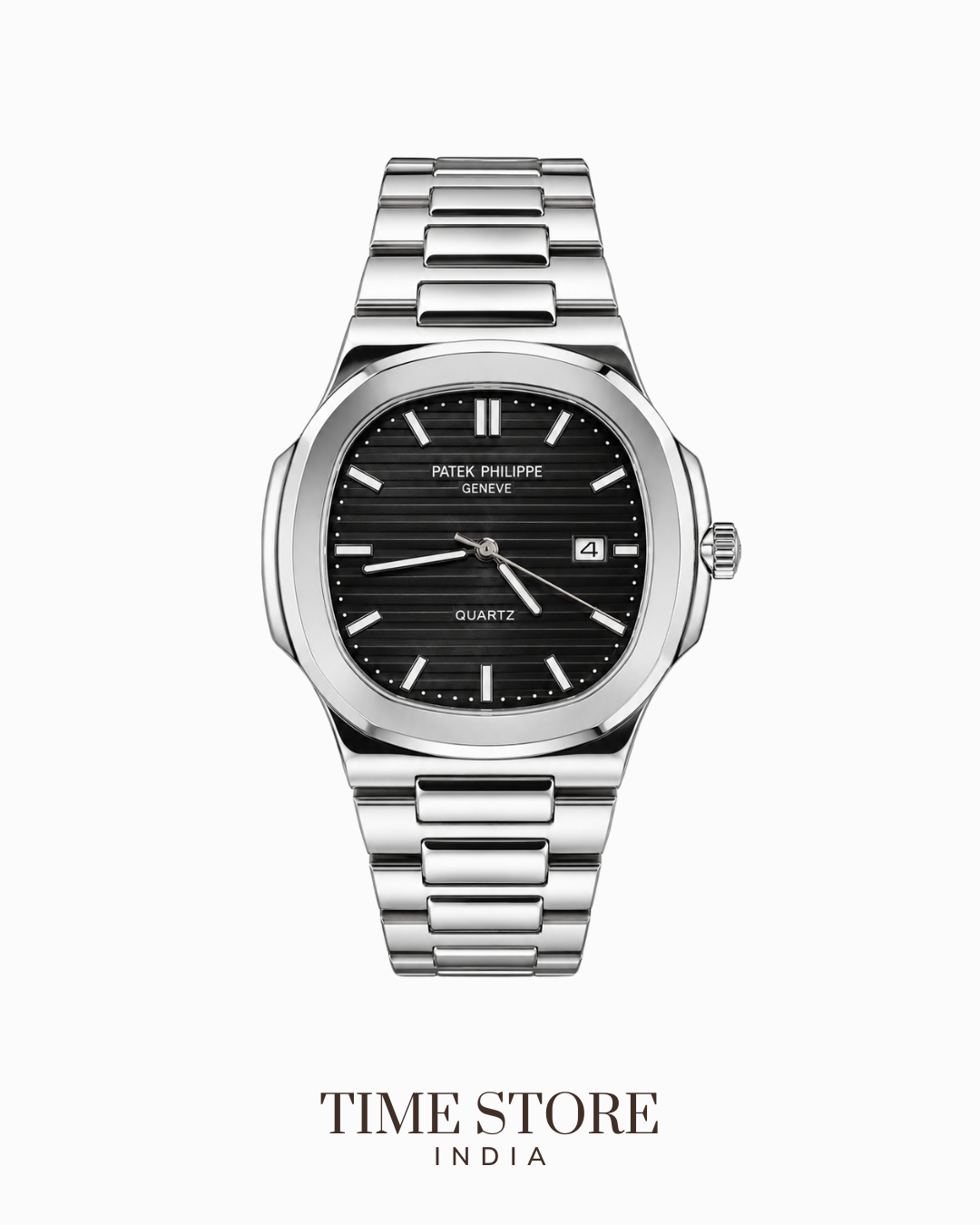 Nautilus Silver Black Dial