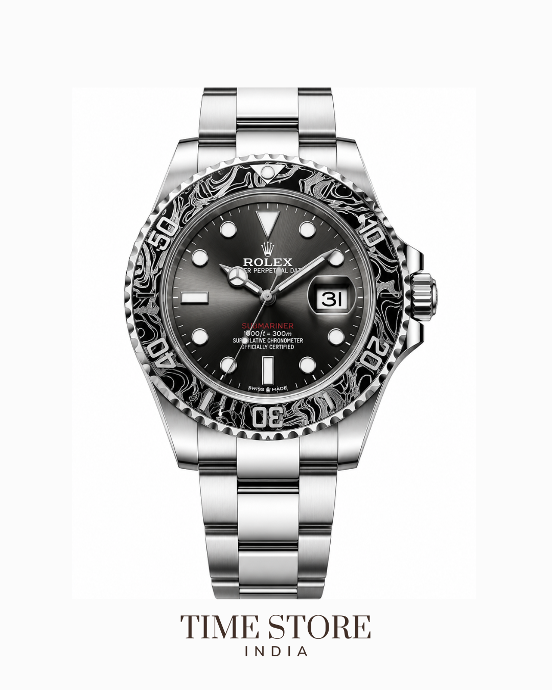 Submariner Silver Black Dial Artistic Bezel