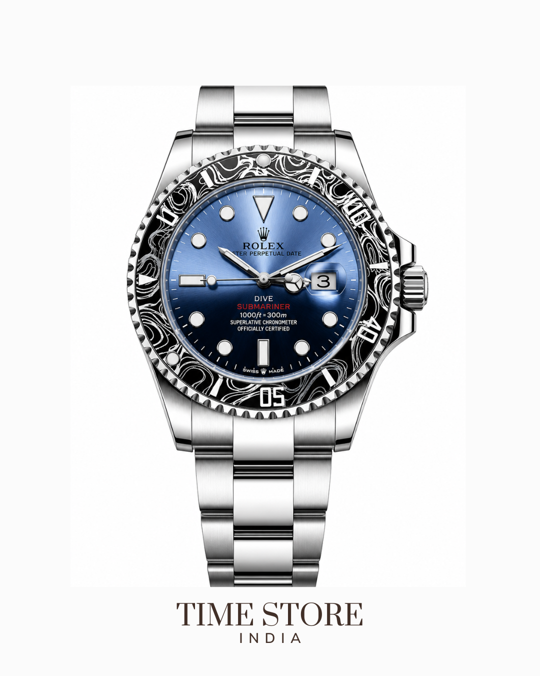 Submariner Silver Blue Gradient Dial Artistic Bezel