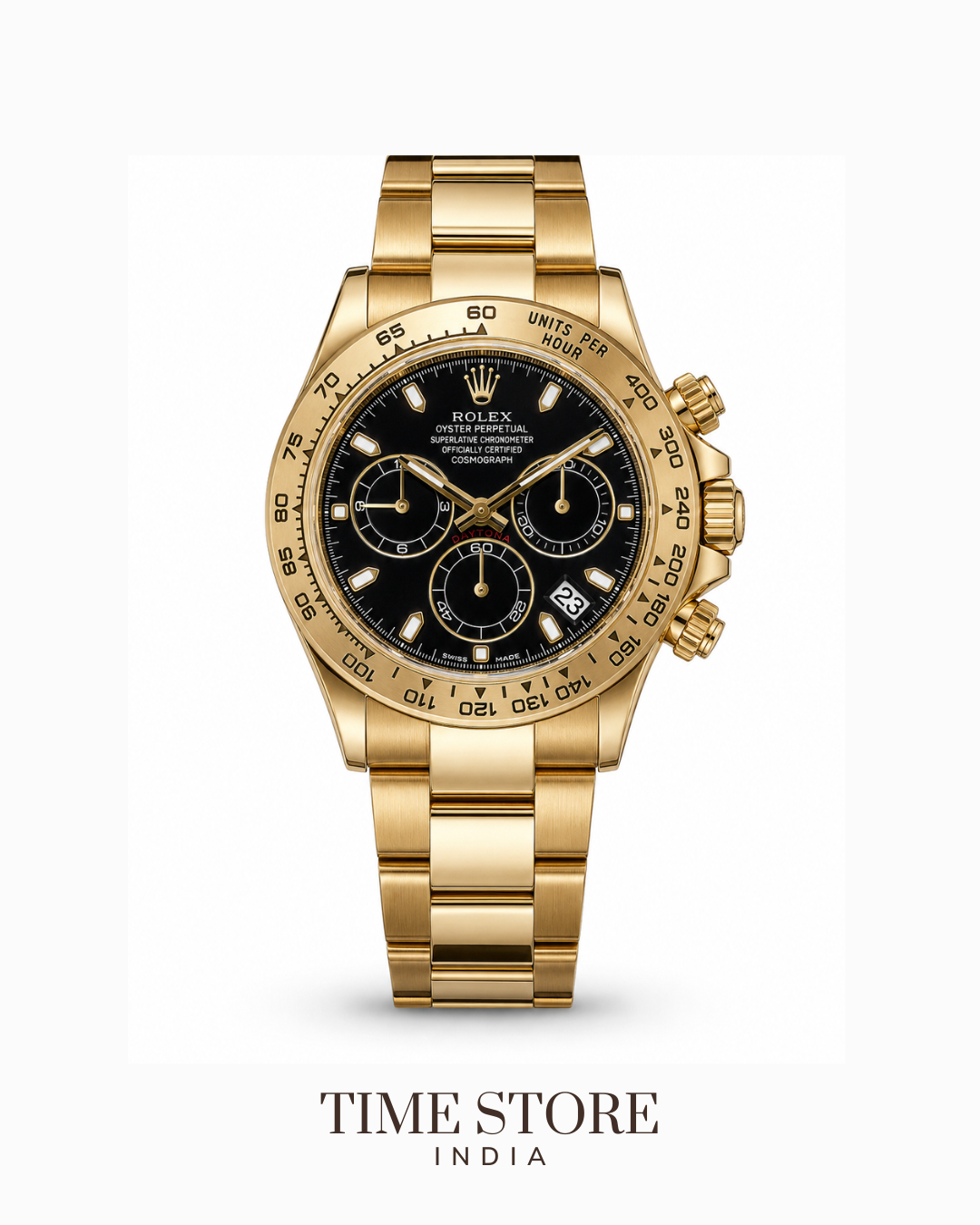 Daytona Full Gold Black Dial Chronograph