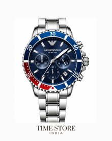 Silver Blue & Red Chronograph