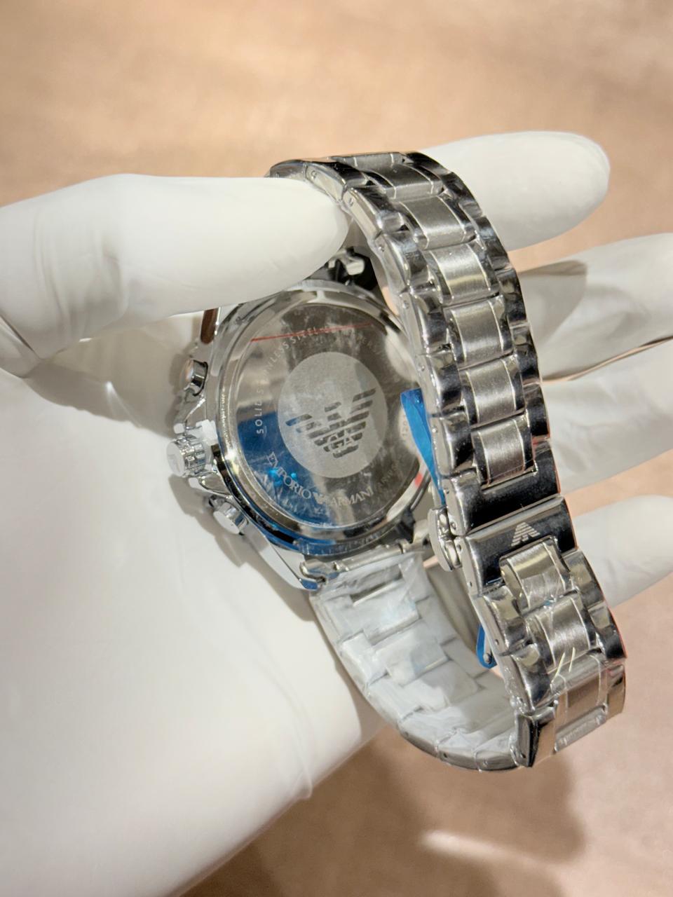 Silver Blue & Red Chronograph