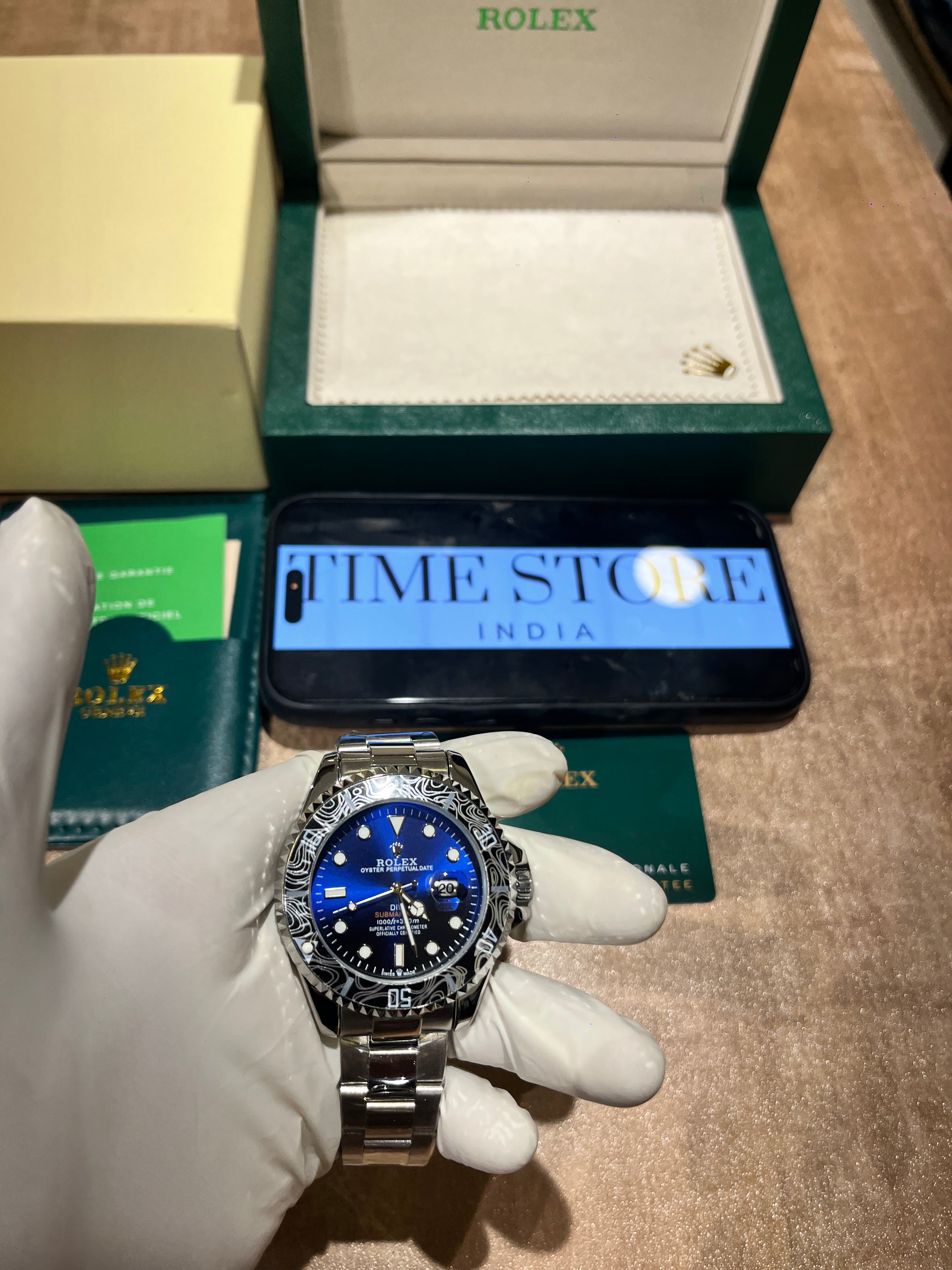 Submariner Silver Blue Dial Artistic Bezel