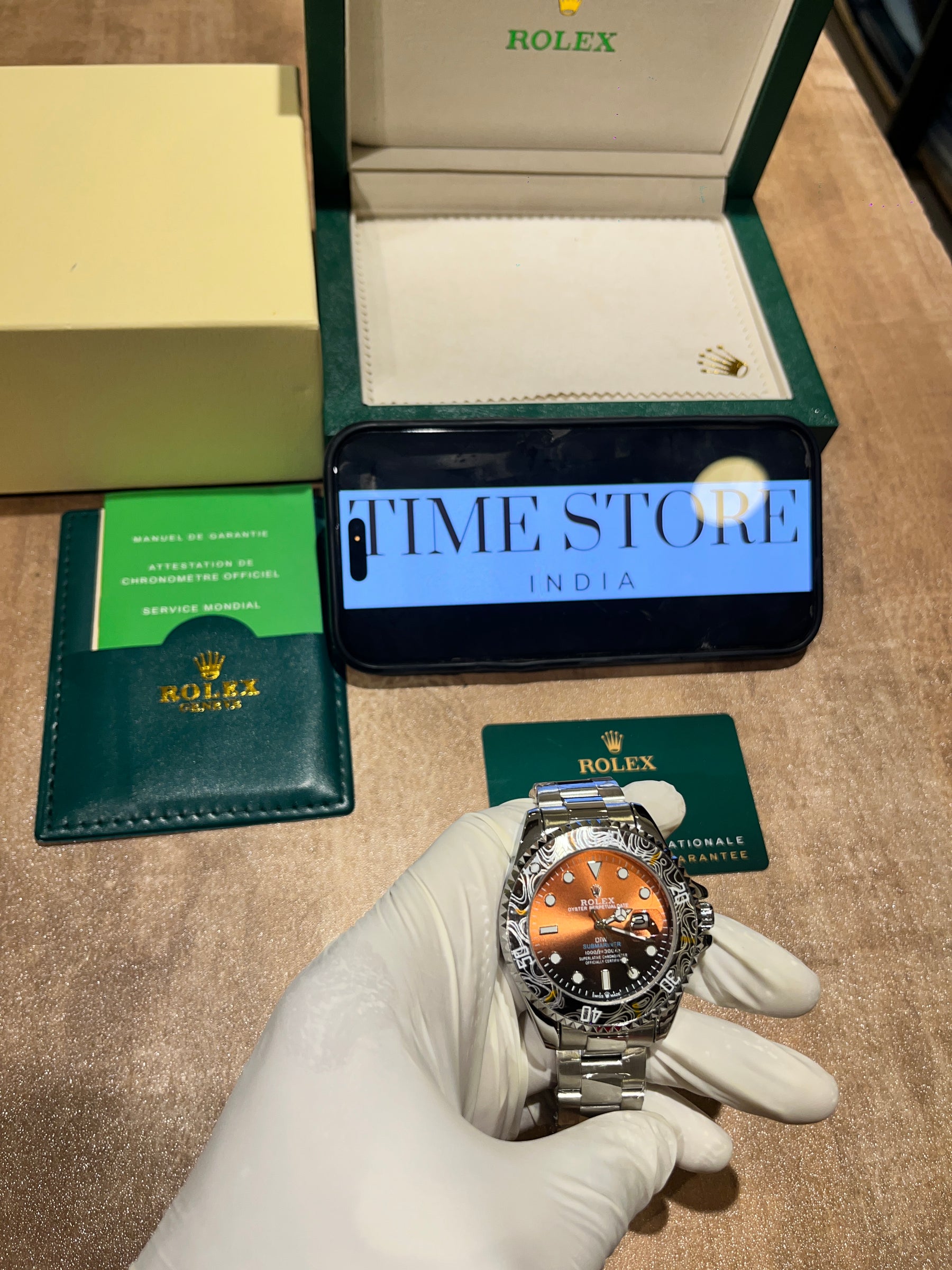 Submariner Silver Orange Dial Artistic Bezel