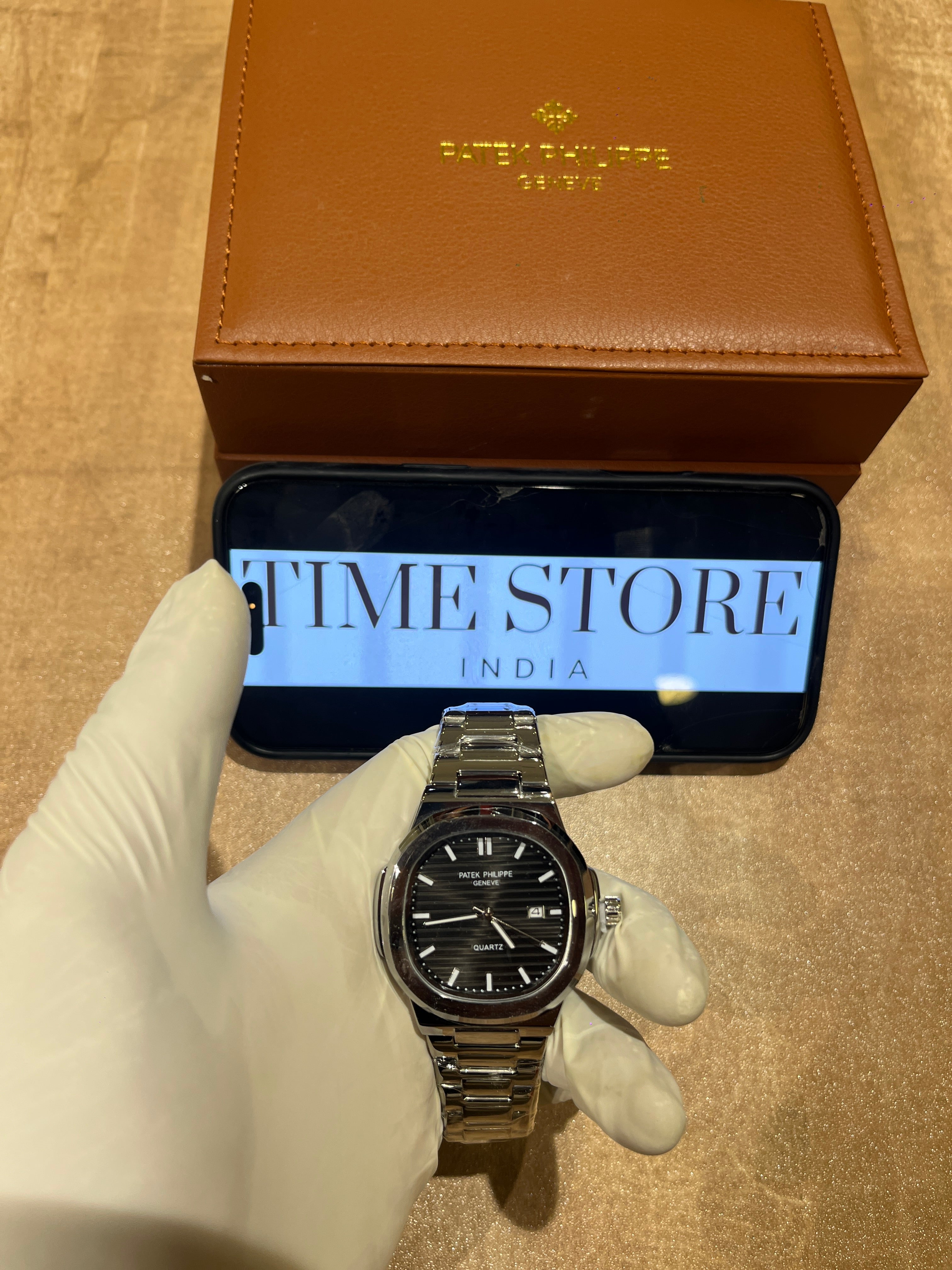 Nautilus Silver Black Dial