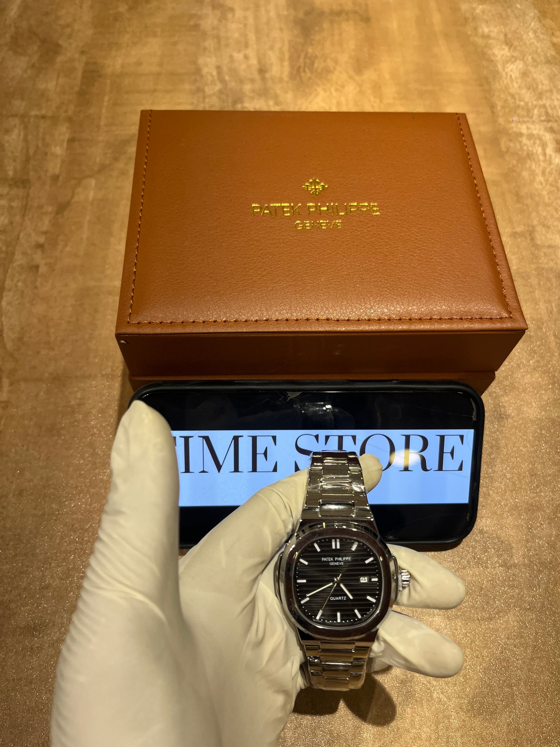 Nautilus Silver Black Dial