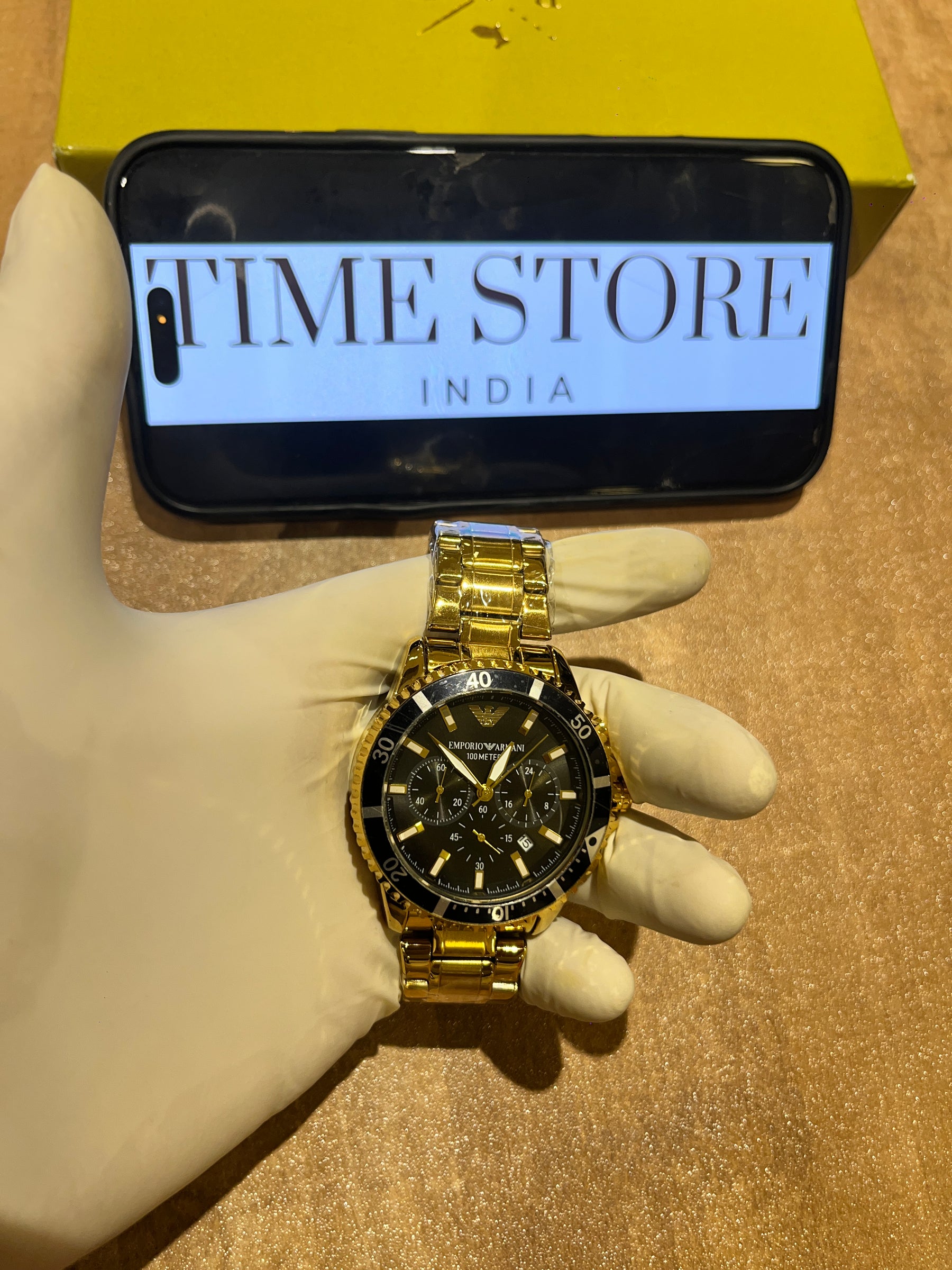 Gold Black Dial Chronograph