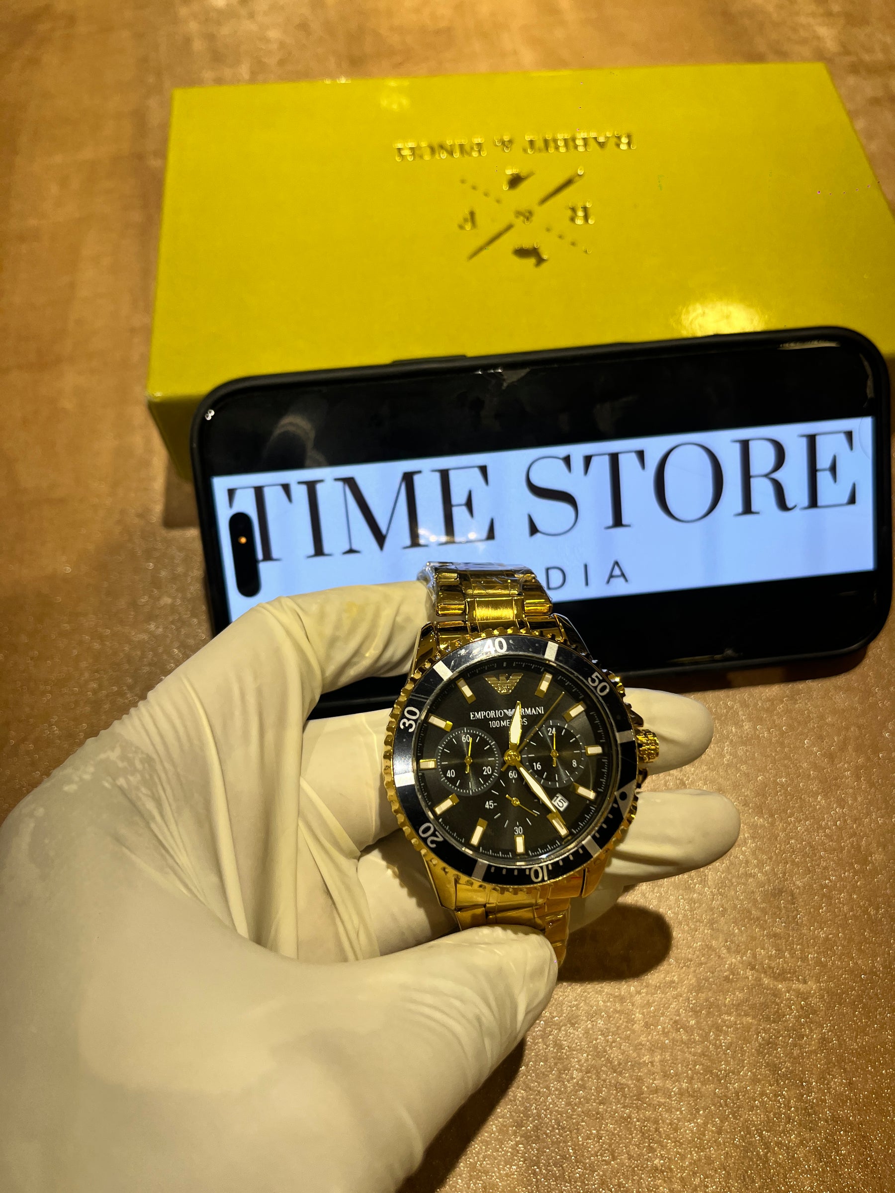 Gold Black Dial Chronograph