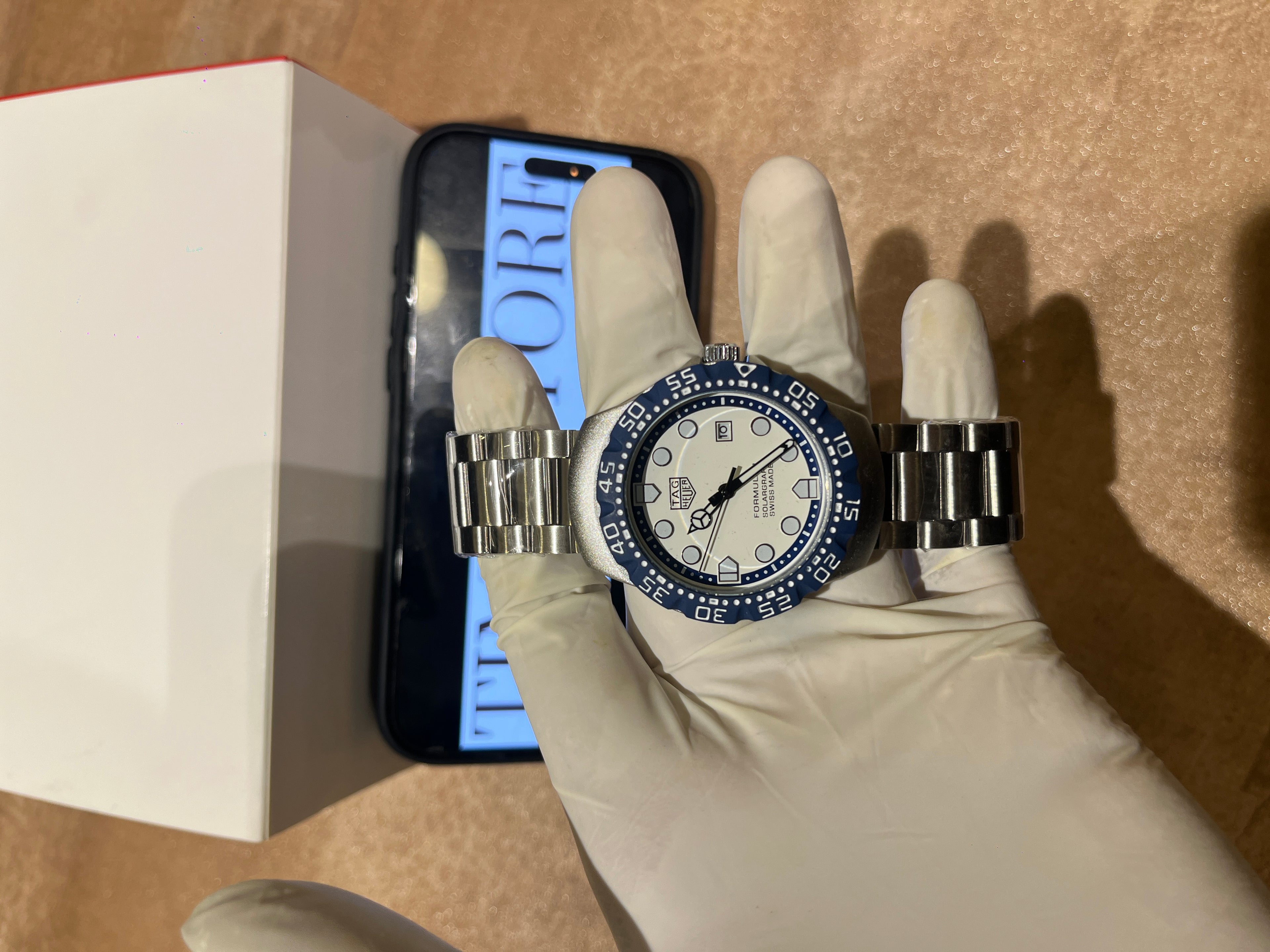 Formula 1 Solargraph Silver White Dial Blue Bezel