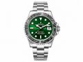 ROLXE Submariner Watch, Silver-Tone Stainless Steel Bracelet, Date Display, Rotating Bezel