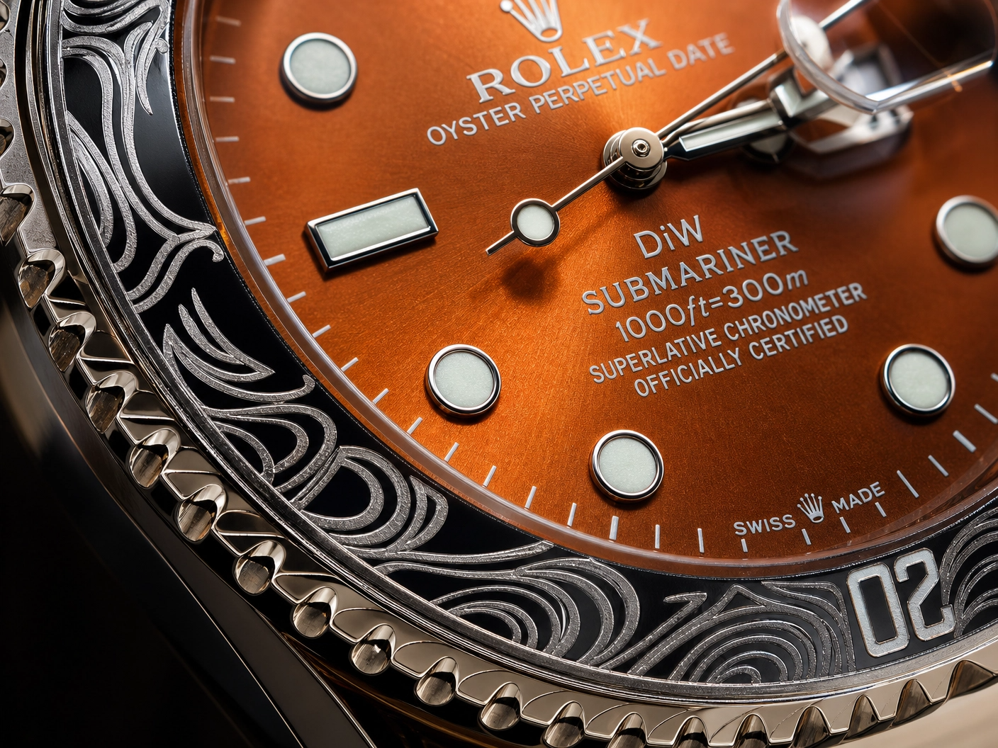 ROLXE Submariner Watch, Silver-Tone Stainless Steel Bracelet, Date Display, Rotating Bezel