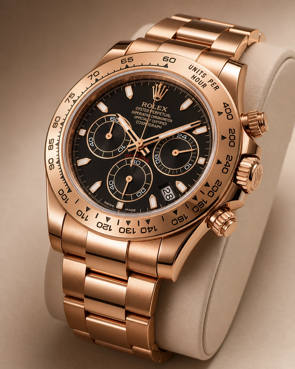 Rolex Daytona Rose Gold Black Dial Cosmograph 40mm Watch 116505