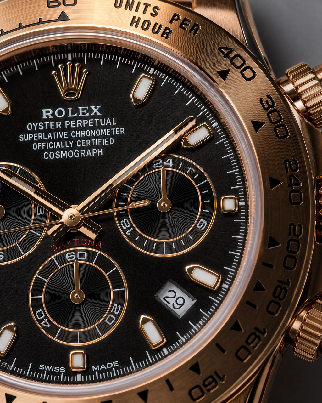 Rolex Daytona Rose Gold Black Dial Cosmograph 40mm Watch 116505
