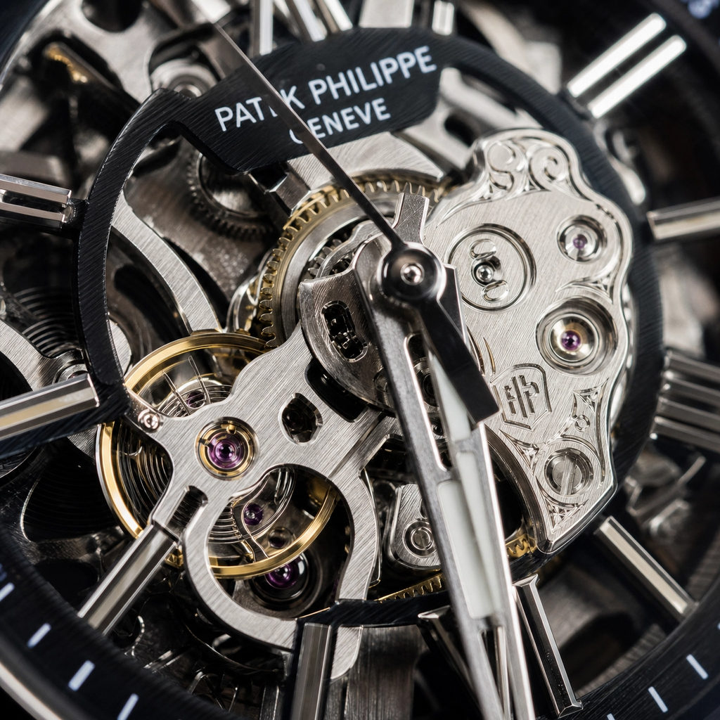 Patek Philippe Square Skeleton Transparent Back Men’s Stainless Steel Watch