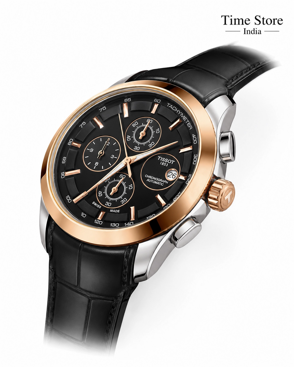 Tissot 1853 Black Dial with Black Leather Strap