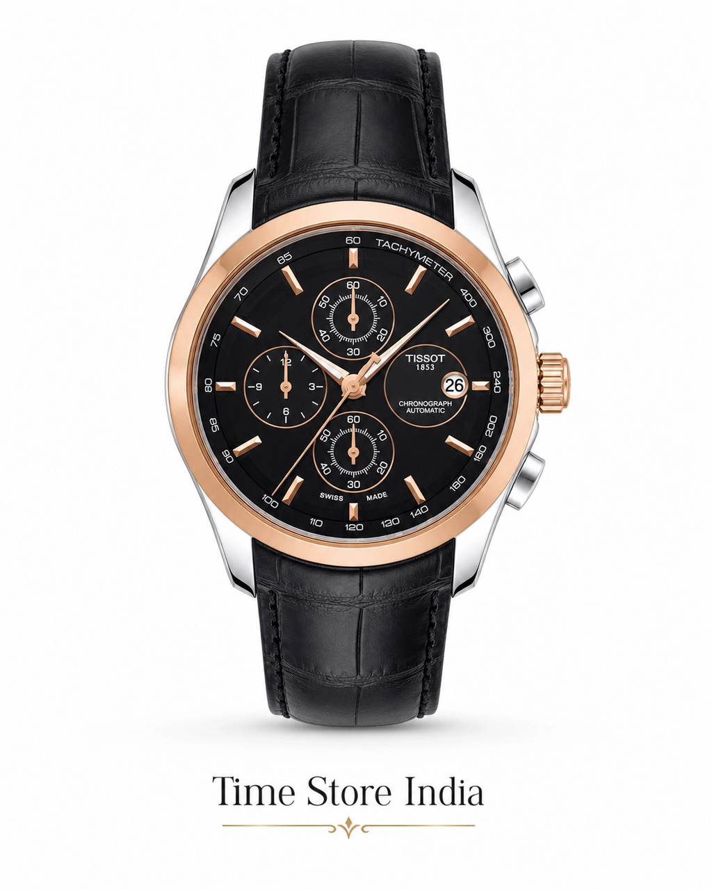 Tissot 1853 Black Dial with Black Leather Strap