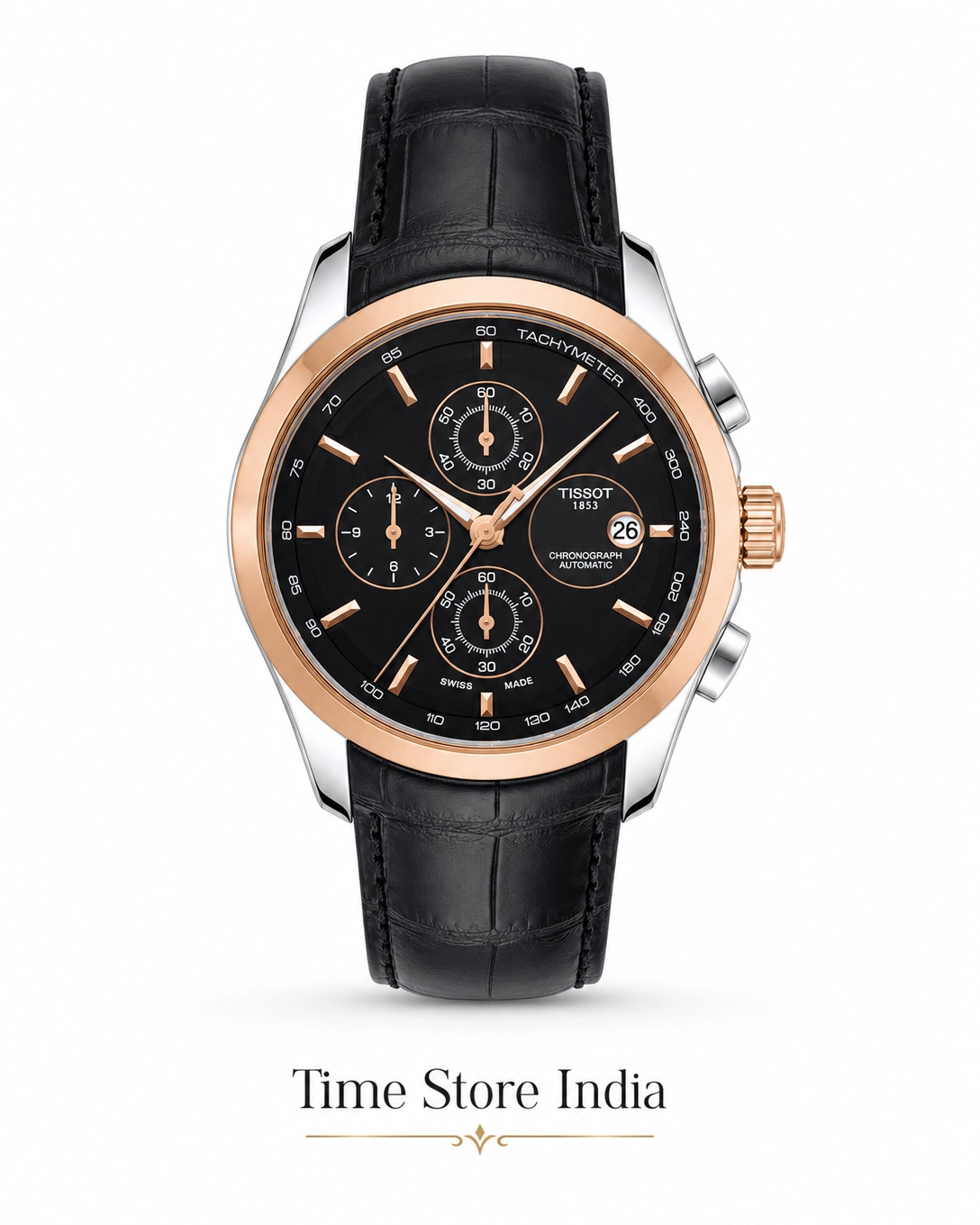 Tissot 1853 Black Dial with Black Leather Strap
