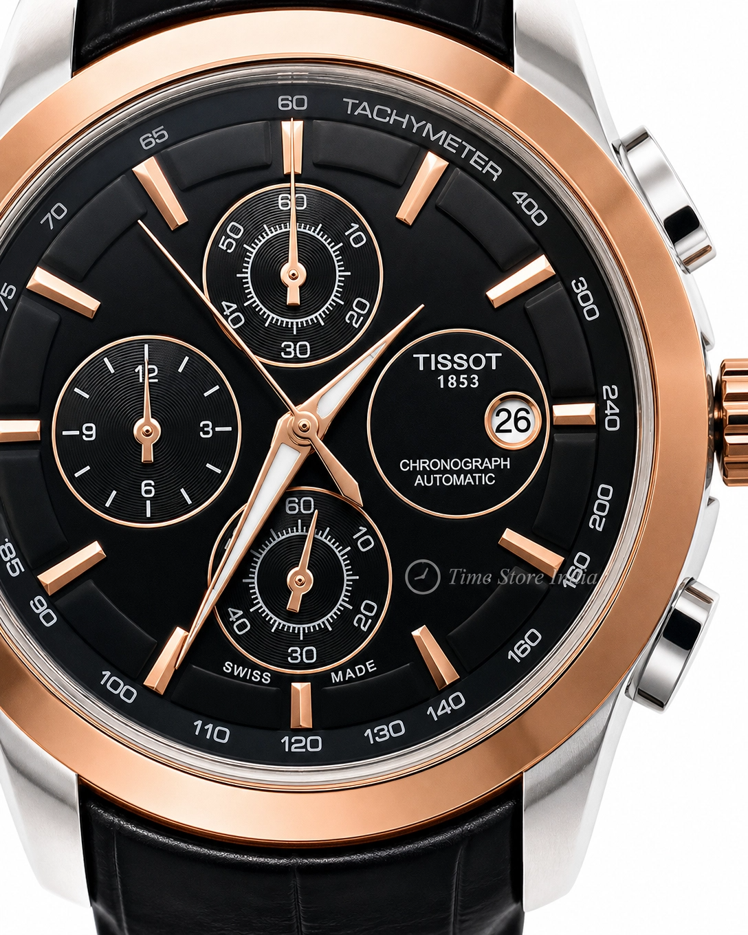 Tissot 1853 Black Dial with Black Leather Strap