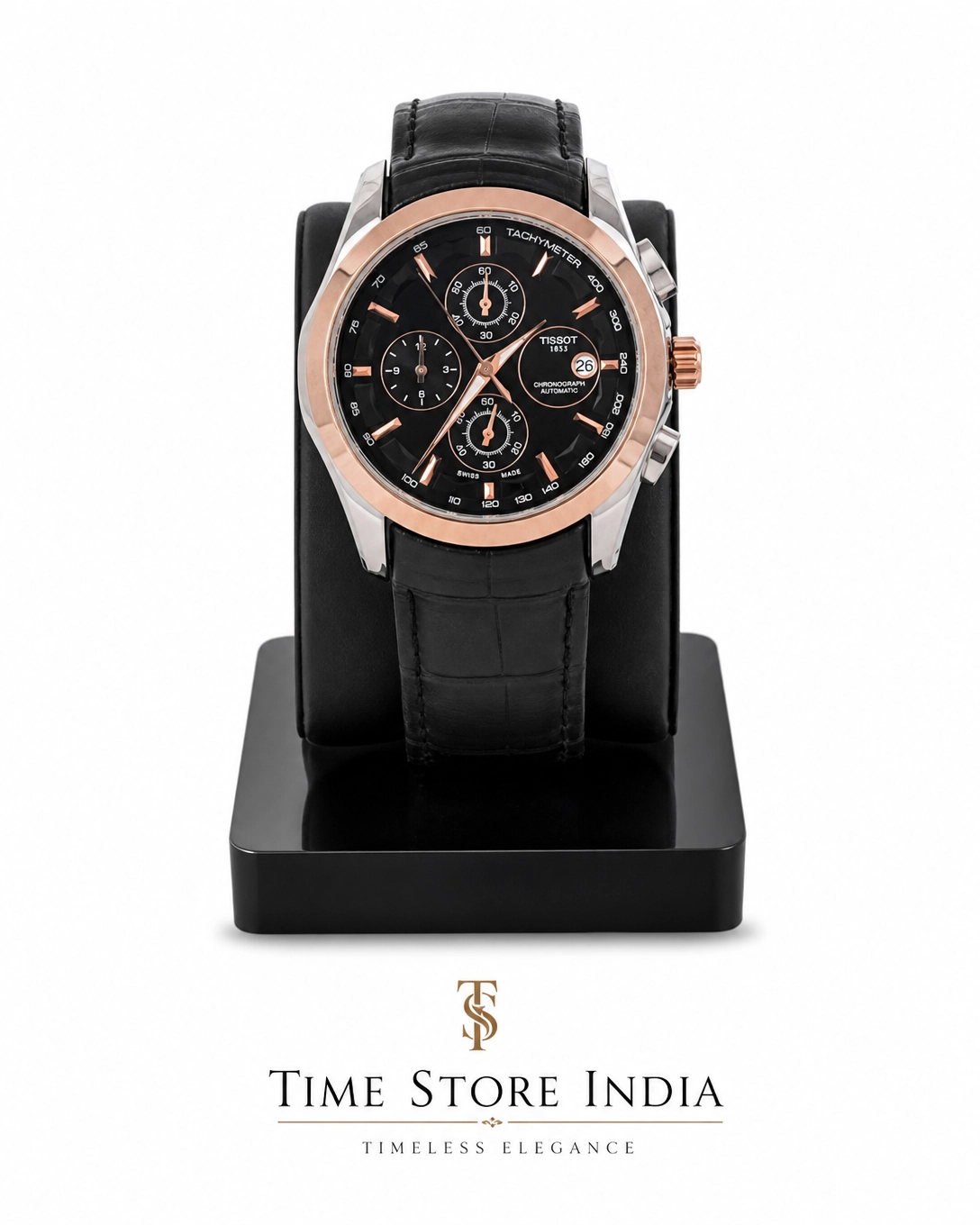 Tissot 1853 Black Dial with Black Leather Strap