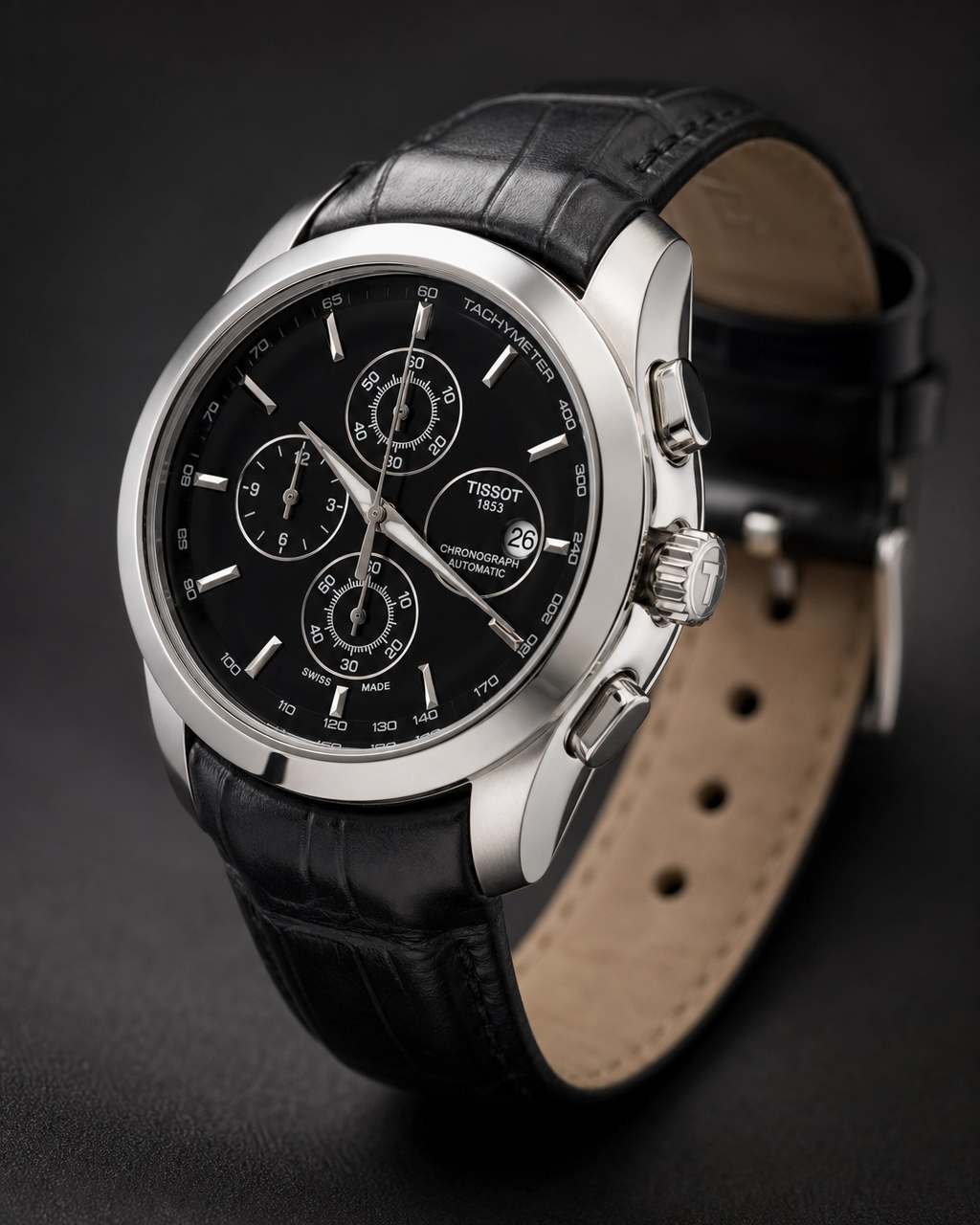 Tissot 1853 Black Dial with Glossy Black Bezel