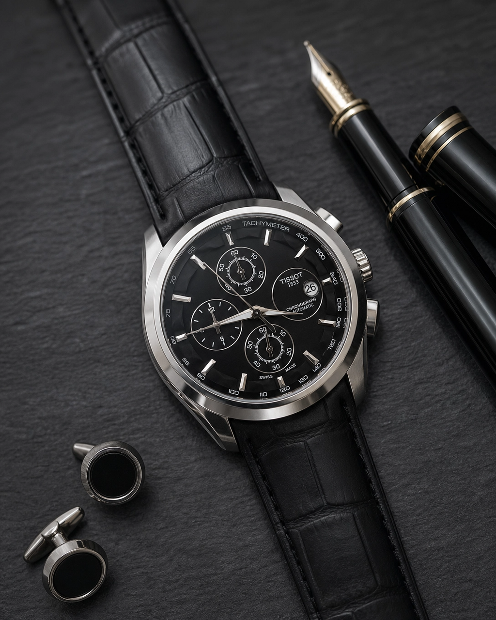 Tissot 1853 Black Dial with Glossy Black Bezel