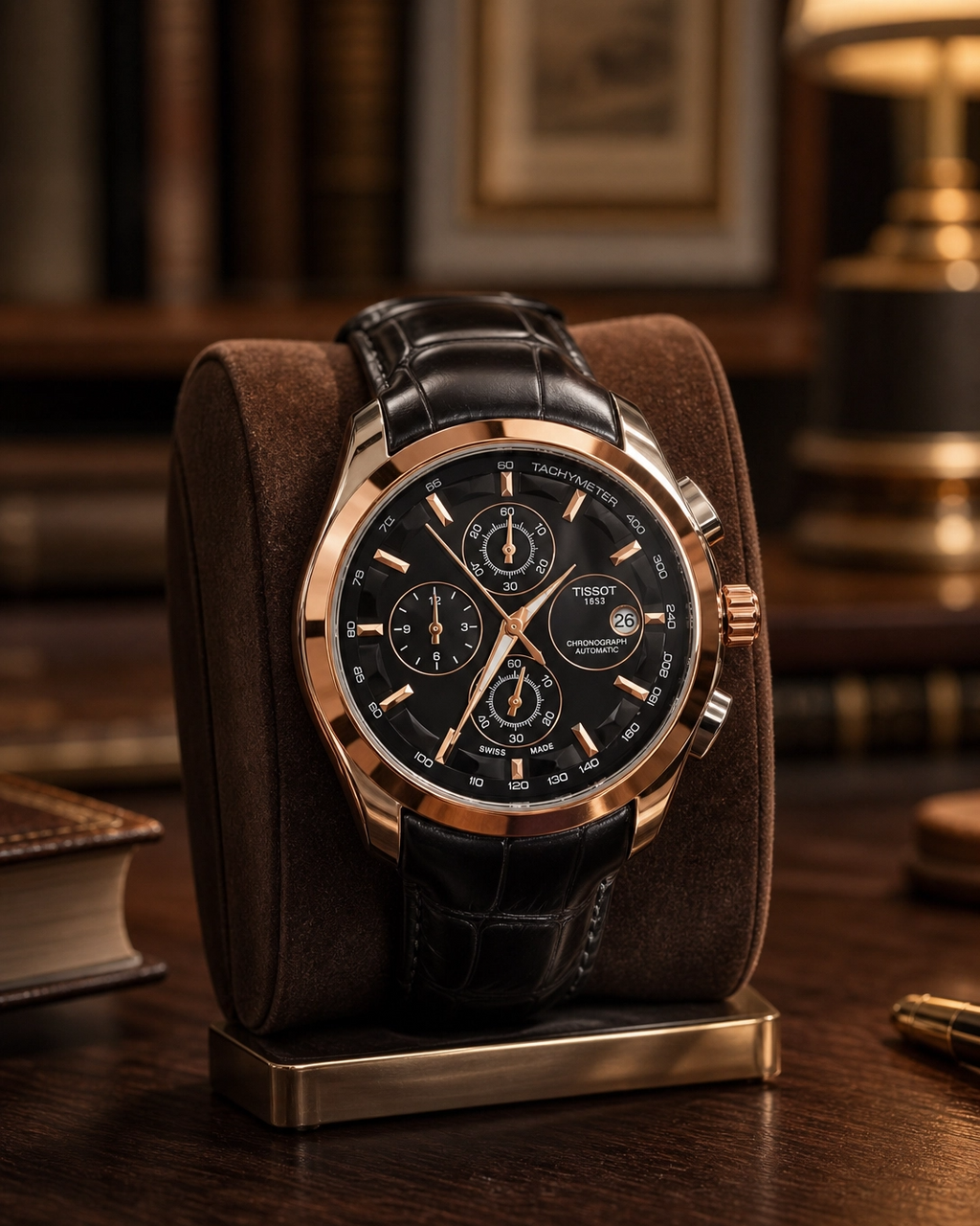 Tissot 1853 Black Dial with Black Leather Strap