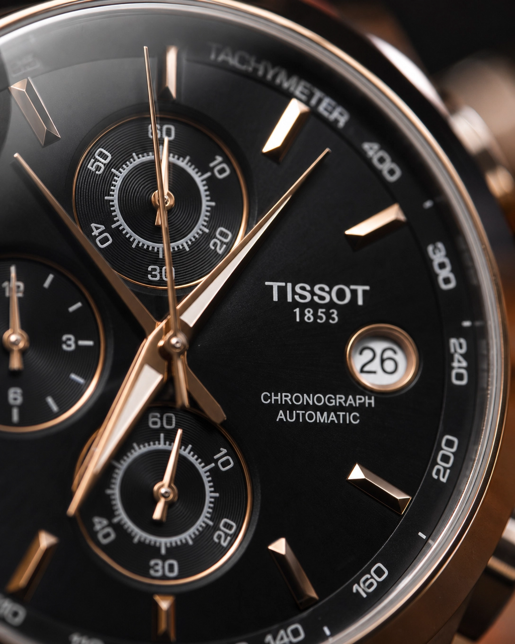 Tissot 1853 Black Dial with Black Leather Strap