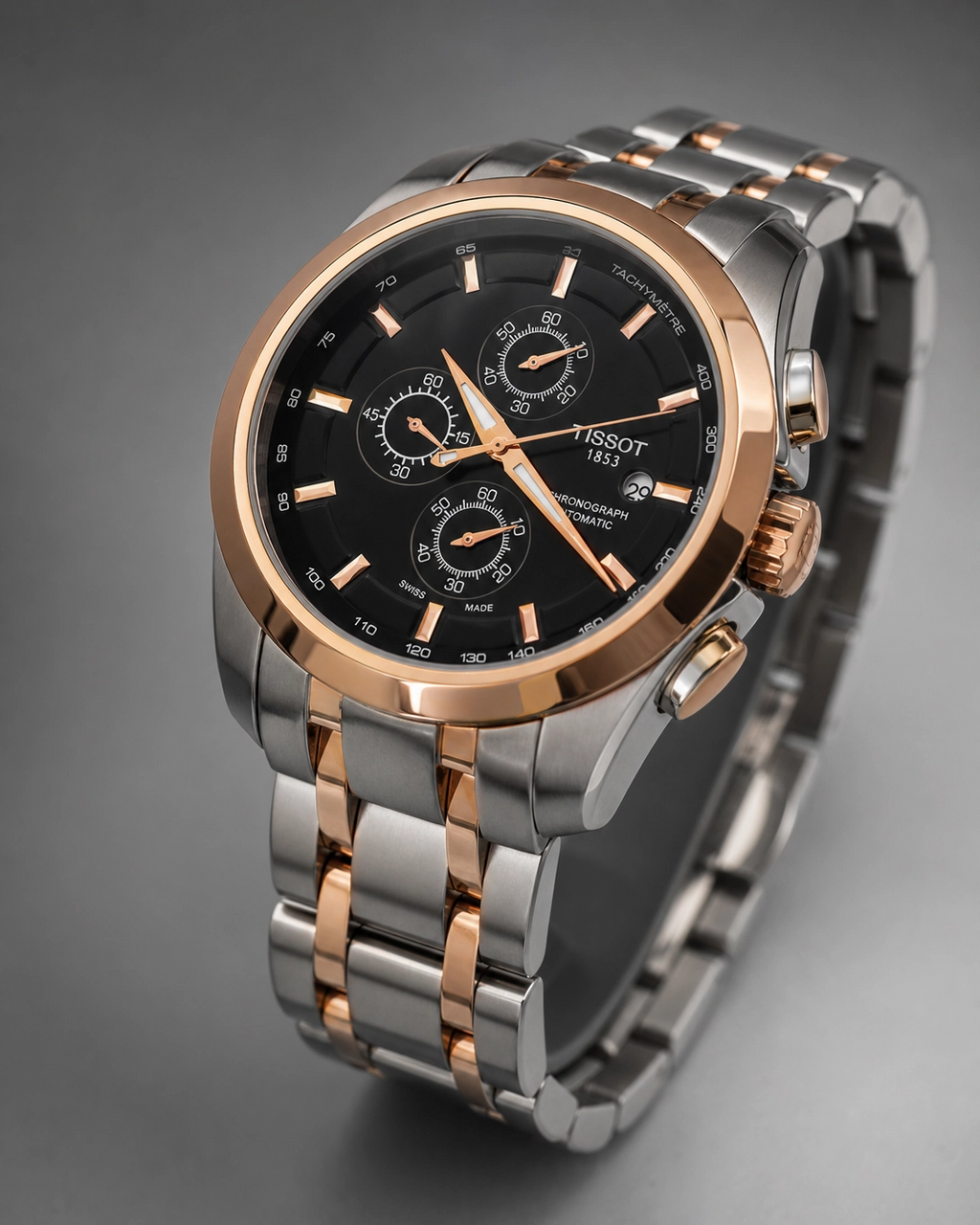 Tissot 1853 Black Dial with Rosegold Bezel
