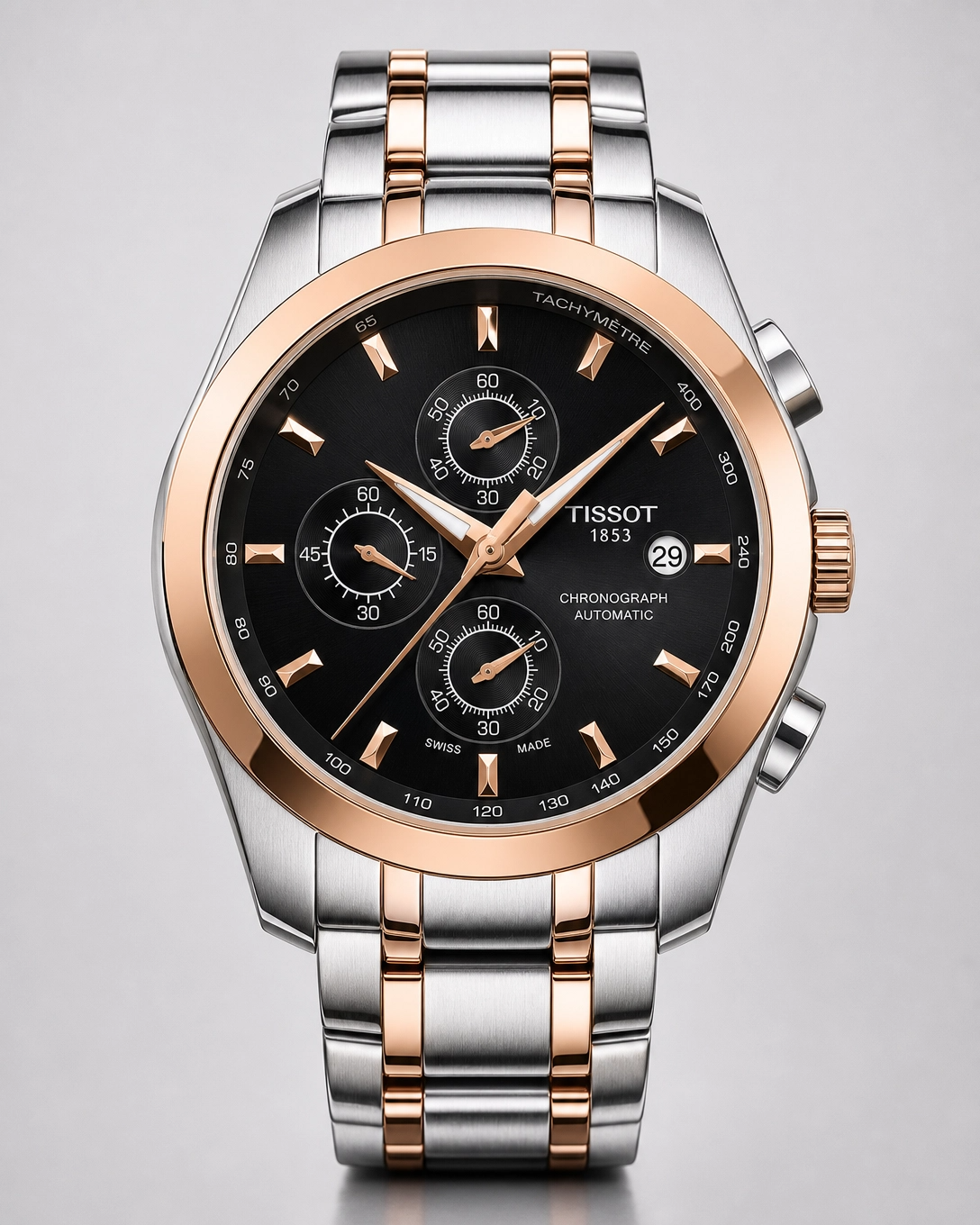 Tissot 1853 Black Dial with Rosegold Bezel
