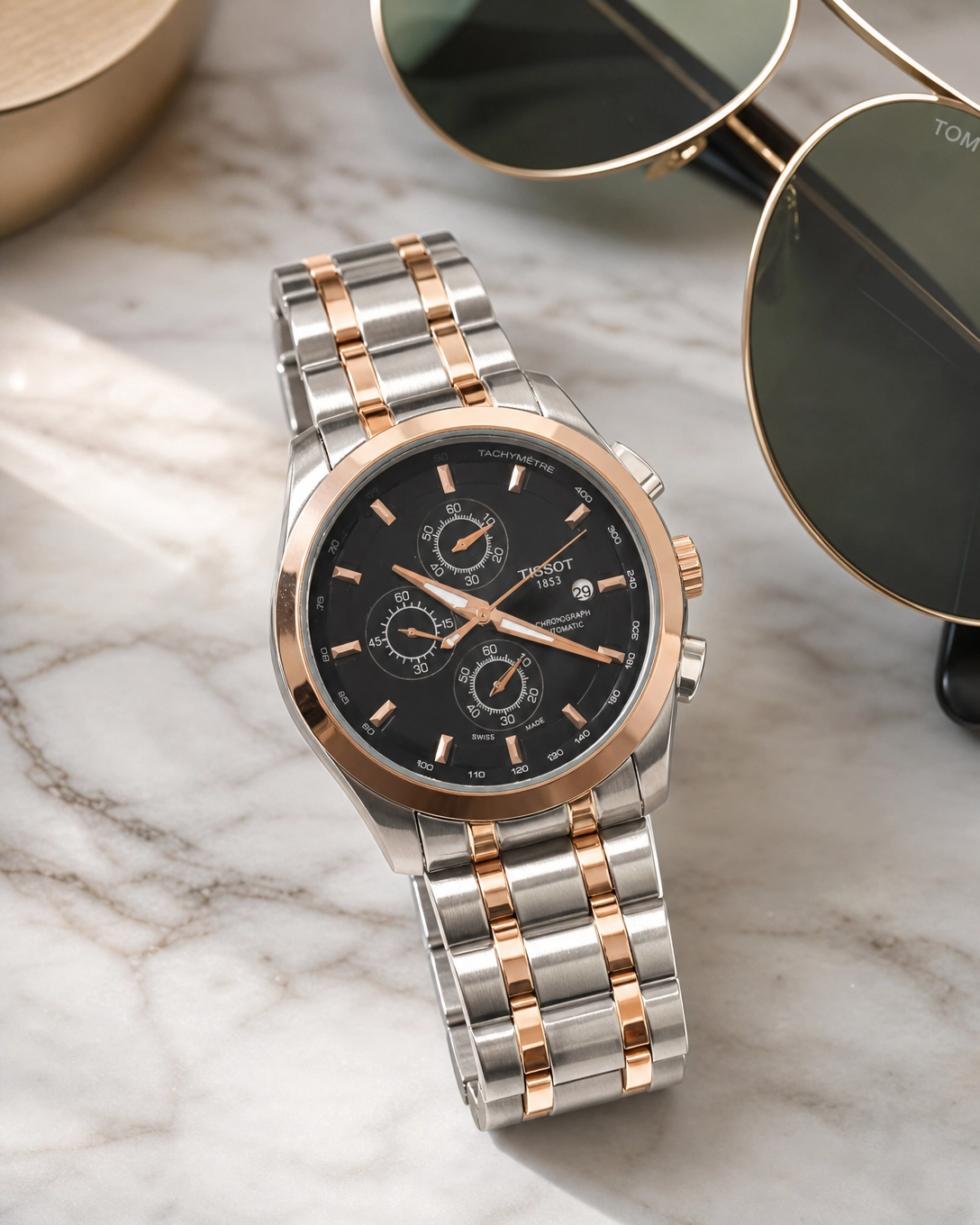 Tissot 1853 Black Dial with Rosegold Bezel