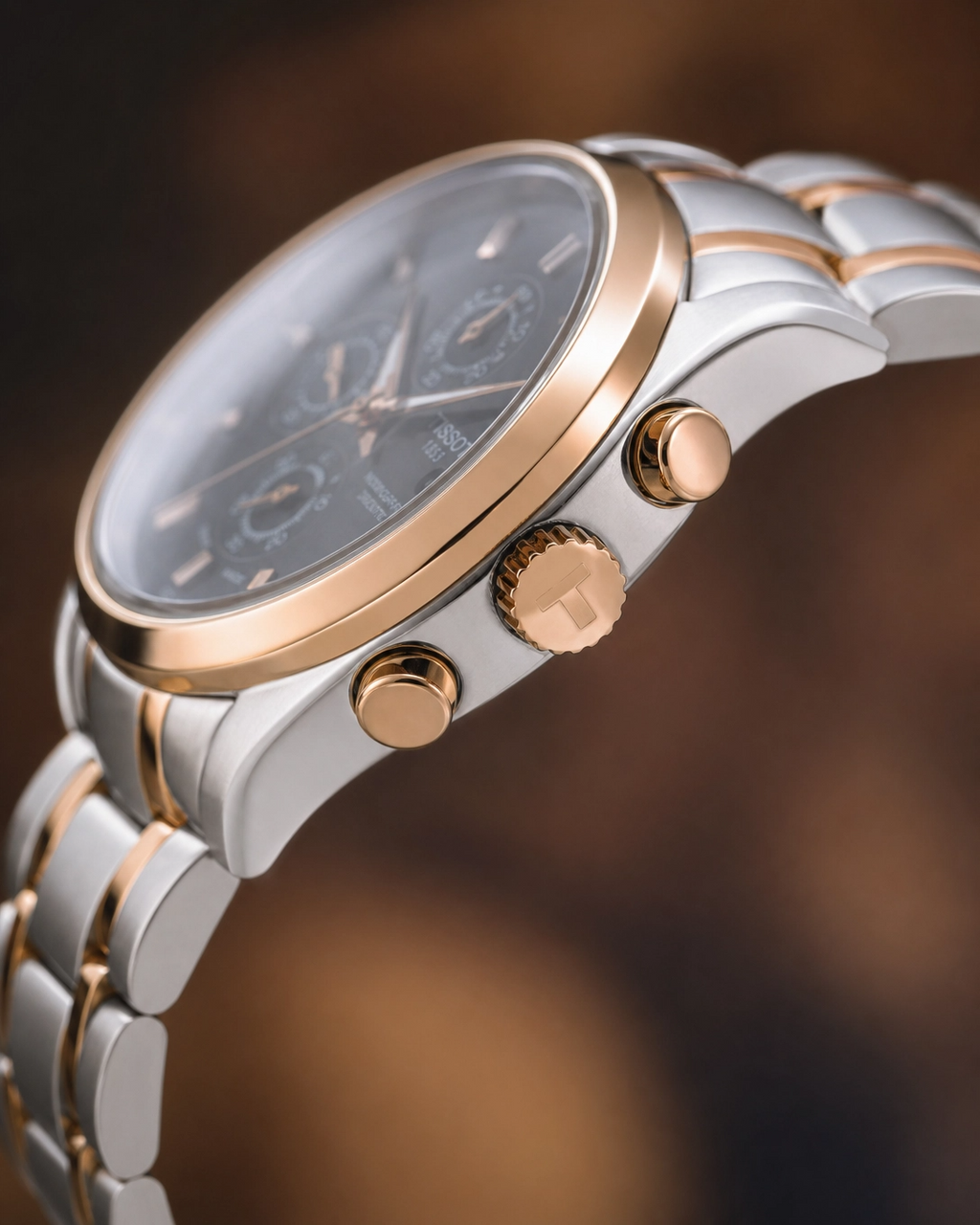 Tissot 1853 Black Dial with Rosegold Bezel