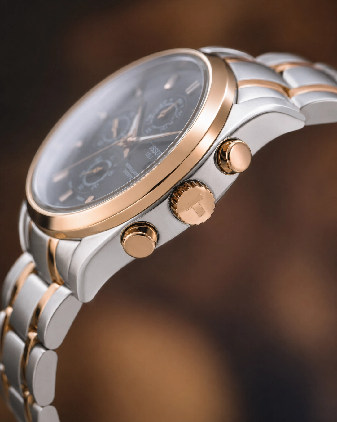 Tissot 1853 Black Dial with Rosegold Bezel