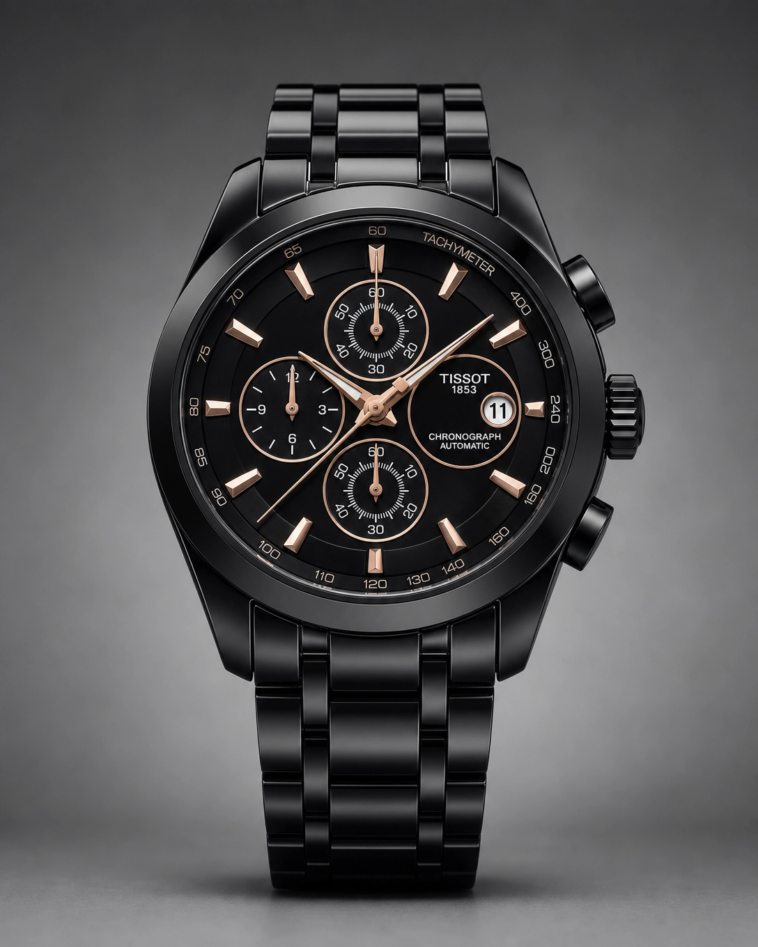 Tissot 1853 Black Dial with Glossy Black Bezel