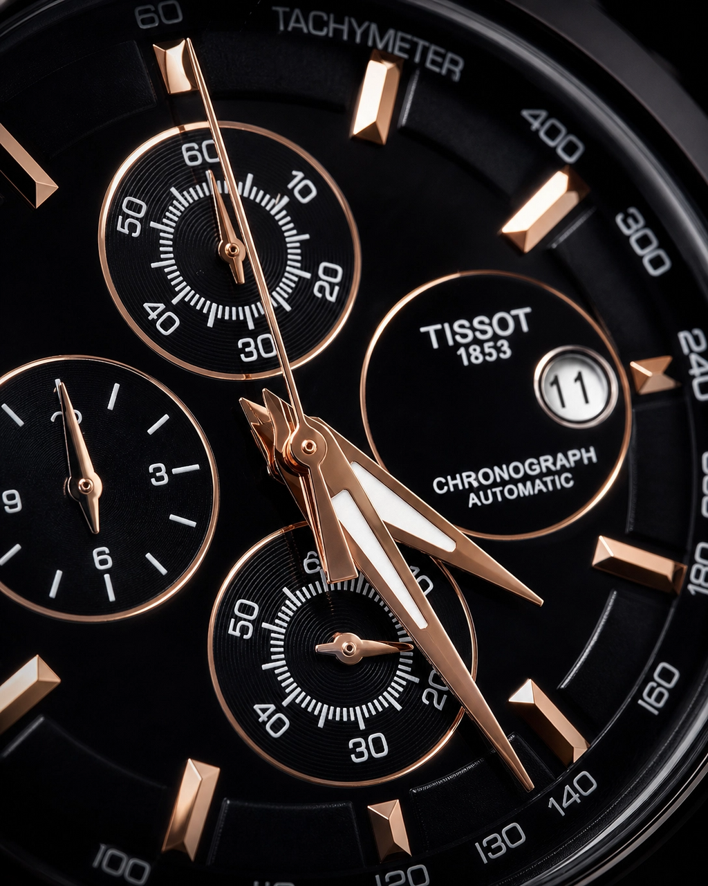 Tissot 1853 Black Dial with Glossy Black Bezel