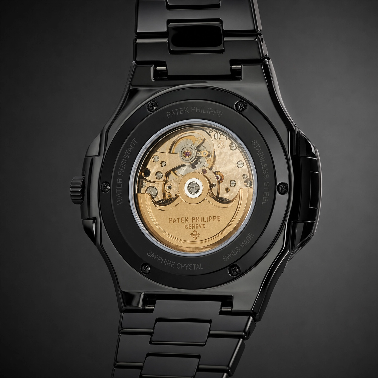Patek Philippe Square Skeleton Transparent Back Men’s Stainless Steel Watch