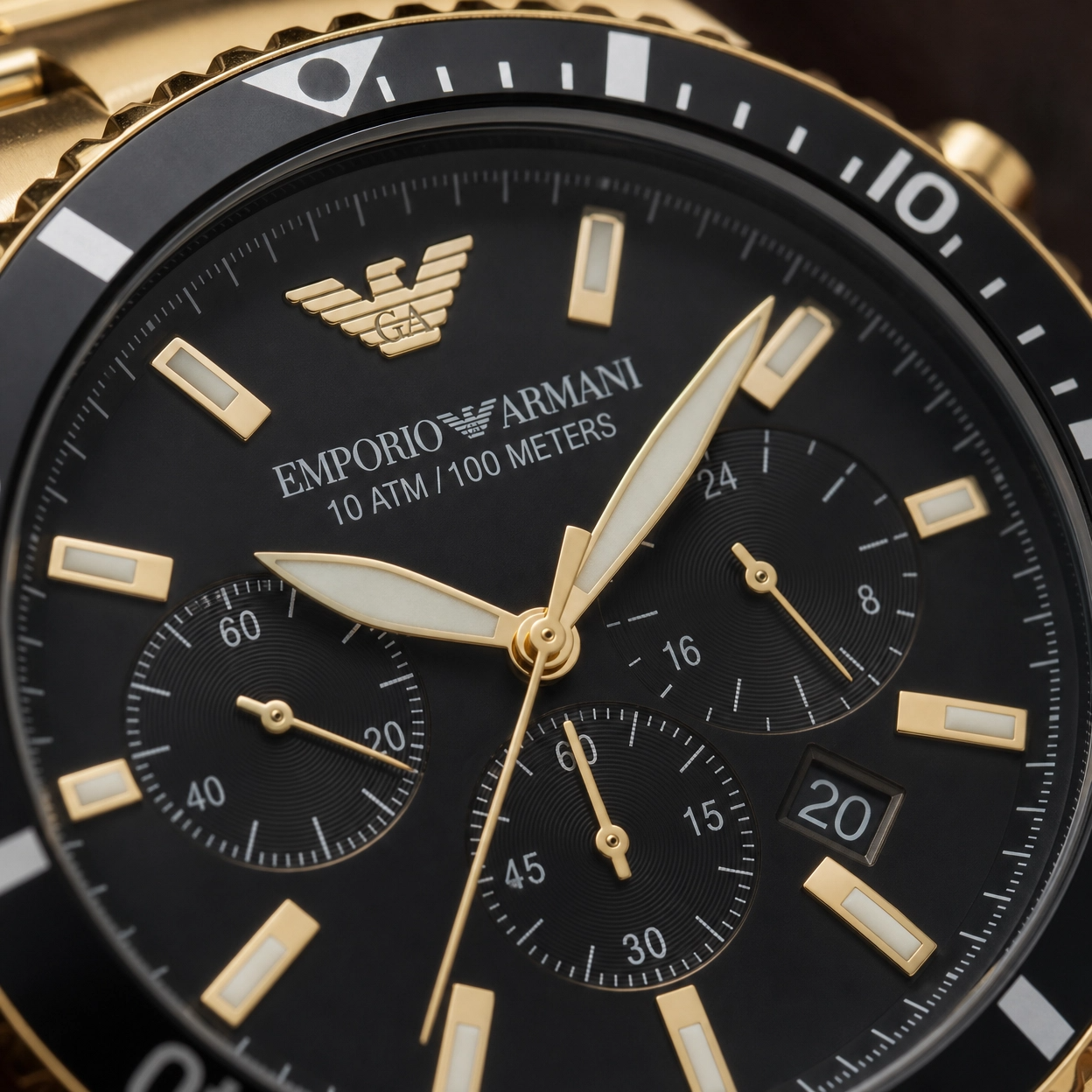Stylish Emporio Armani AR70010 Watch Gold Black For Men