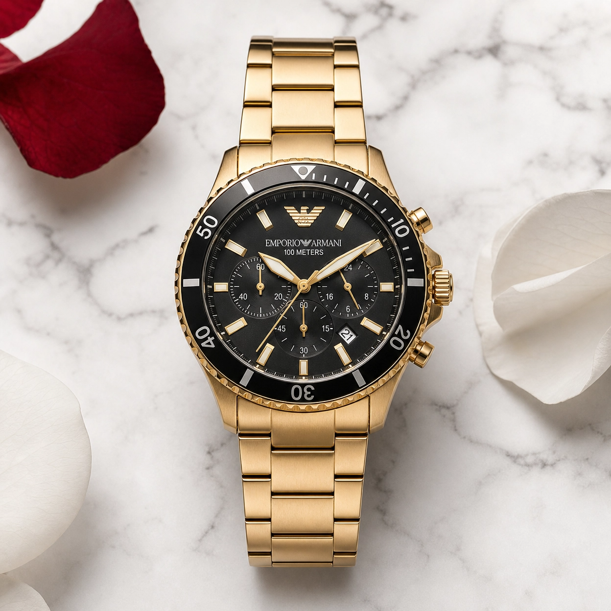 Stylish Emporio Armani AR70010 Watch Gold Black For Men
