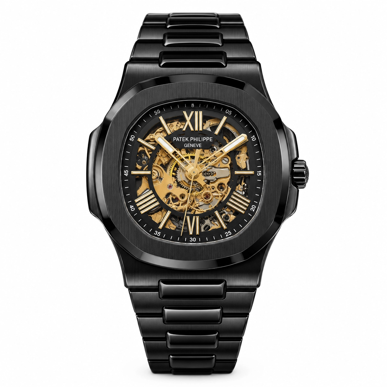 Patek Philippe Square Skeleton Transparent Back Men’s Stainless Steel Watch