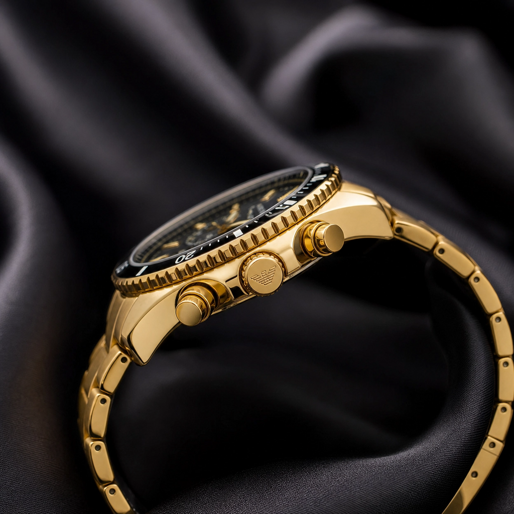 Stylish Emporio Armani AR70010 Watch Gold Black For Men