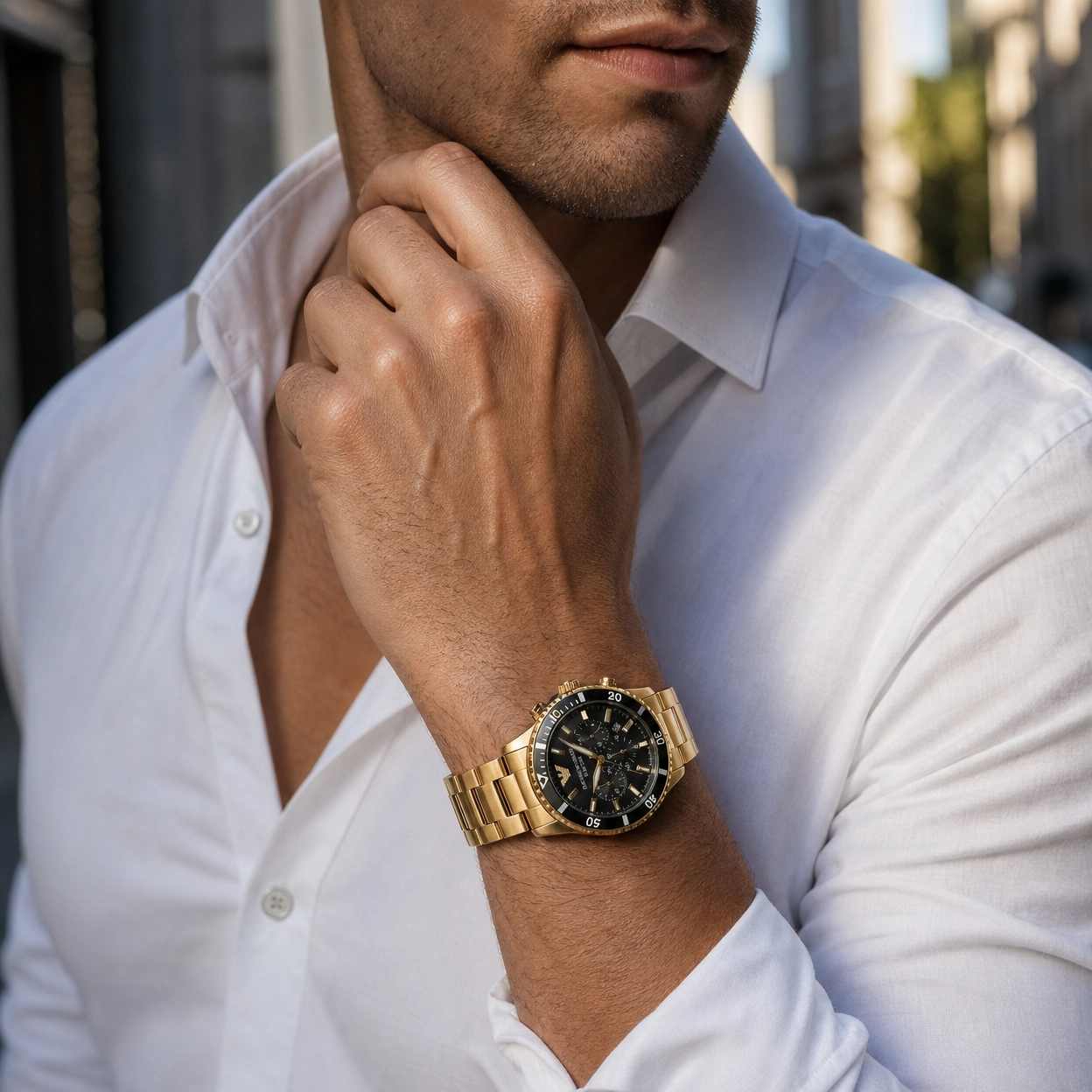 Stylish Emporio Armani AR70010 Watch Gold Black For Men